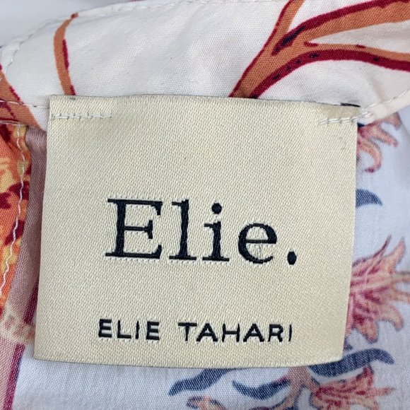 Elie Tahari SZ Small Multicolor Blouse Short Flutter Sleeve Paisley Floral Top - Picture 5 of 7